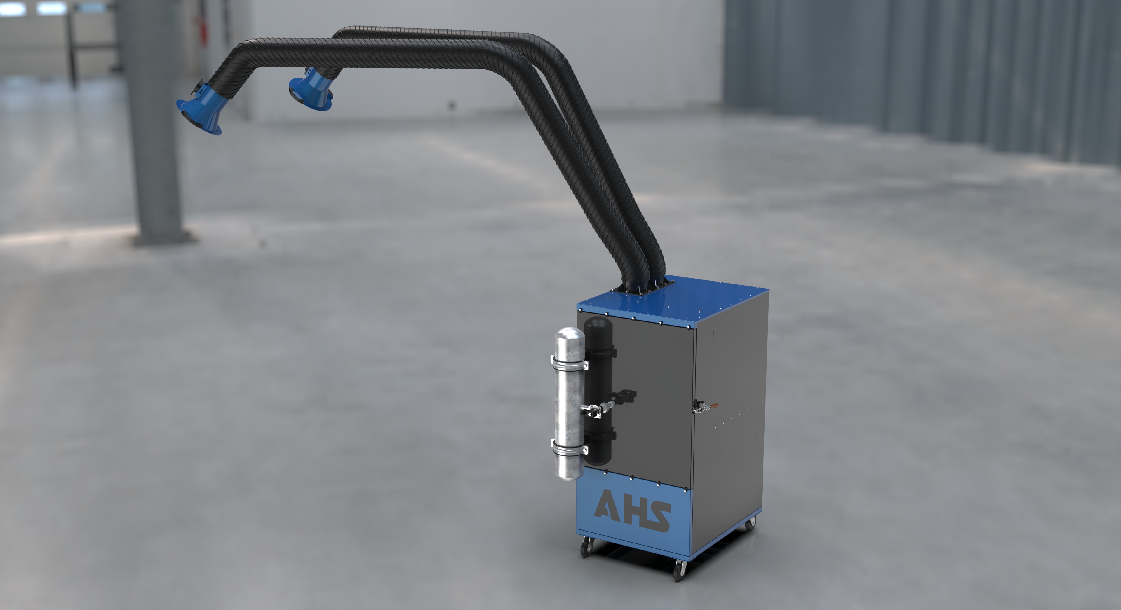 AHS ATJ Serisi tüm bileşenlerini, otomasyon sistemini ve yazılımını bünyesinde barındıran, temizlenebilir kartuş filtre ve otomatik jet pulse filtre temizleme sistemine sahip bir mobil duman emiş ünitesidir.
