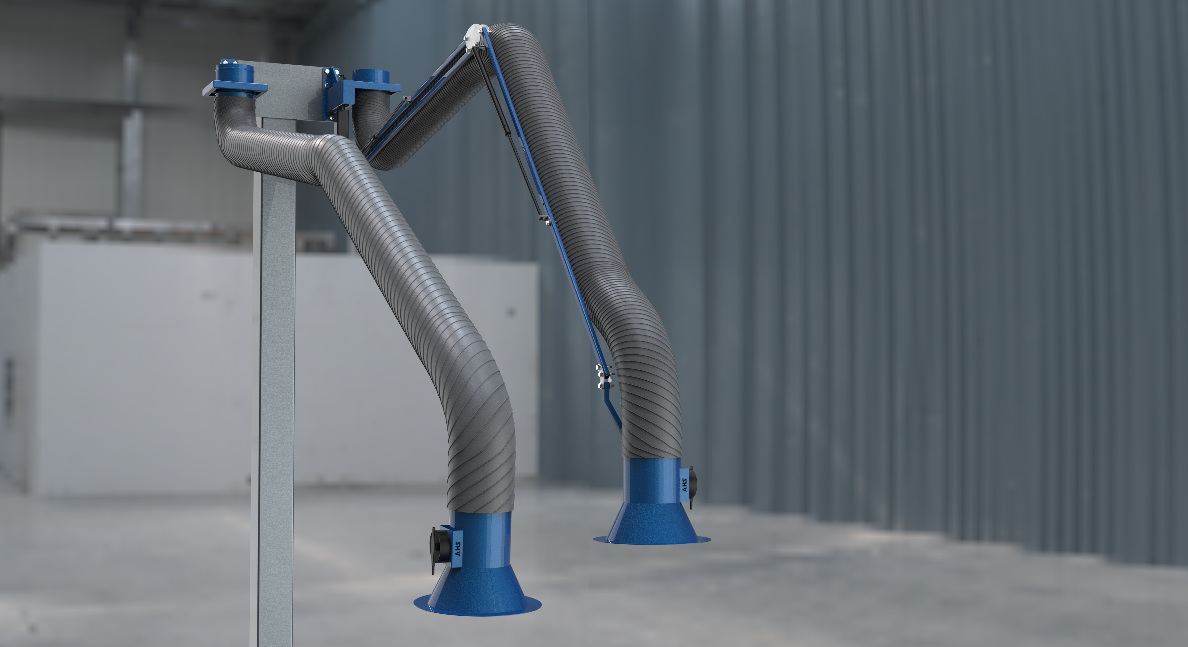 AHS ARMI Serisi toz ve duman emiş sistemleri için kullanılan yüksek kaliteli bir akrobat emiş koludur.