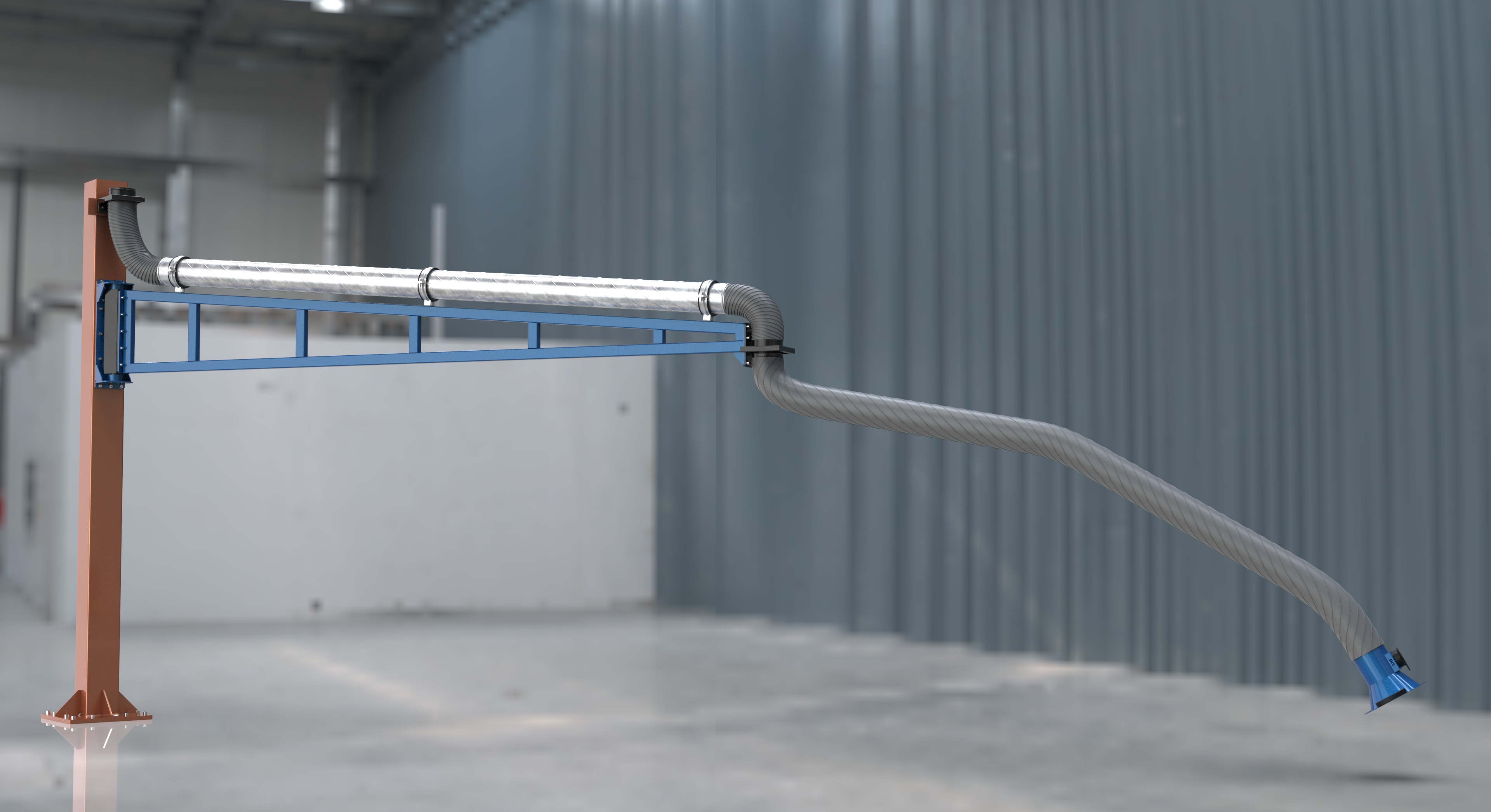 AHS ARMI Serisi toz ve duman emiş sistemleri için kullanılan yüksek kaliteli bir akrobat emiş kol uzatma aparatıdır.